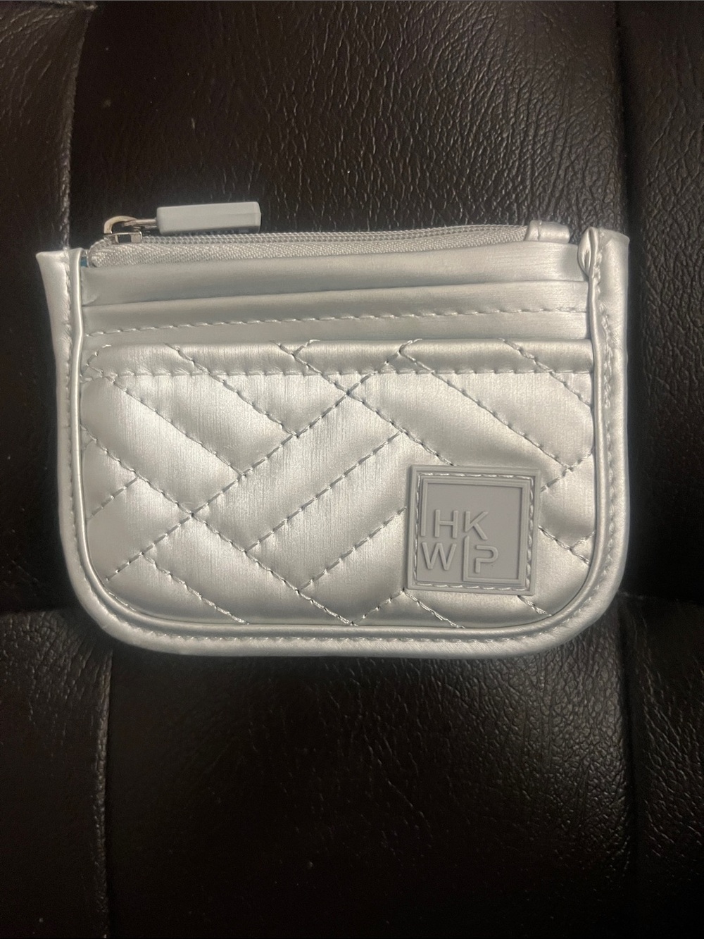 HKWP Metallic Silver Quilted Card Wallet